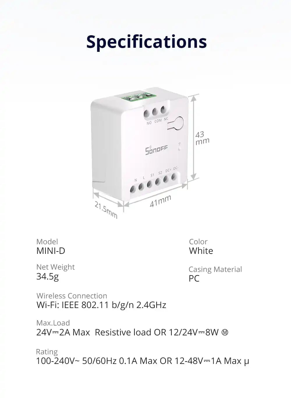 SONOFF MINI Dry Wi-Fi Smart Switch | MINI-D