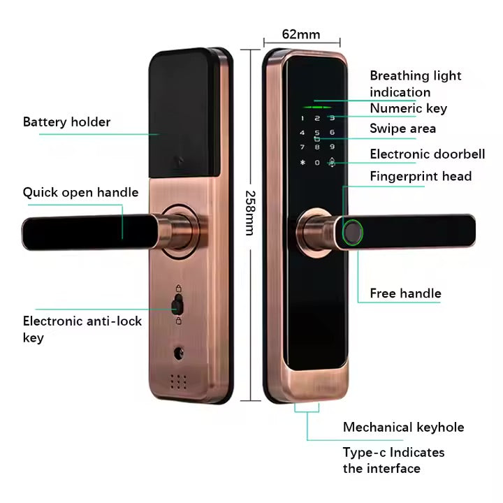 TUYA Smart Door Lock D650 - Fingerprint