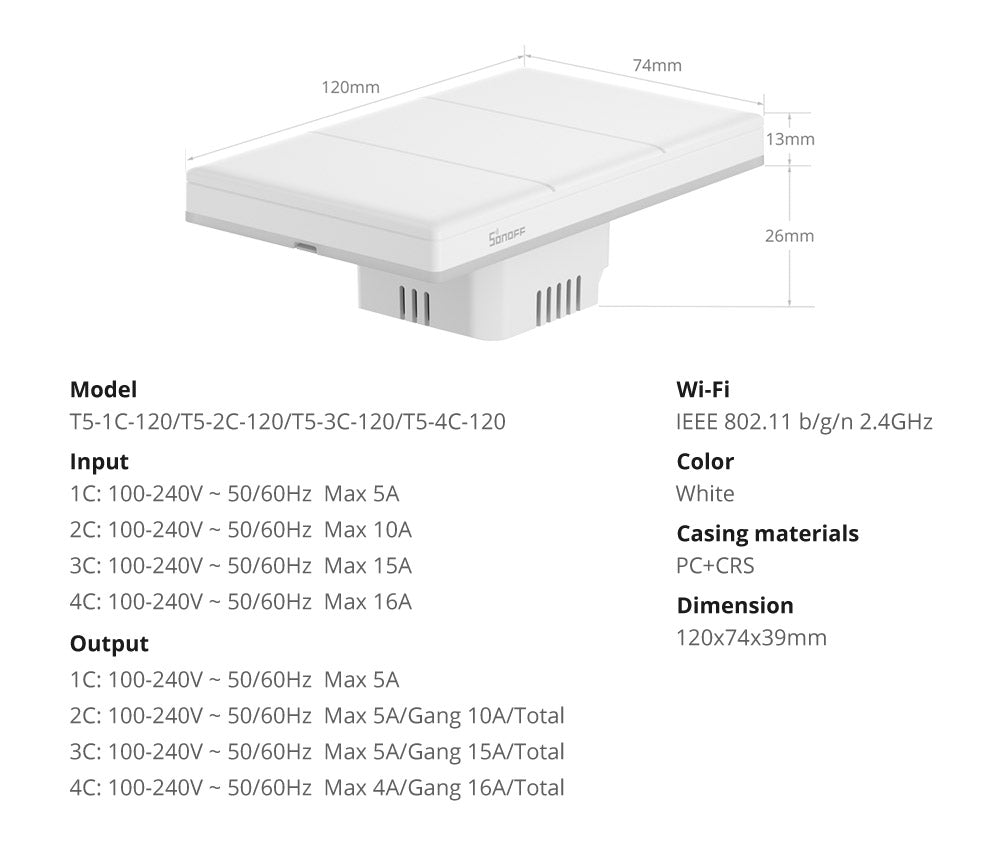 SONOFF TX Ultimate Smart Touch Wall Switch - 120