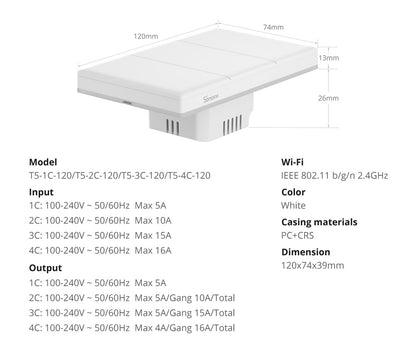 SONOFF TX Ultimate Smart Touch Wall Switch - 120