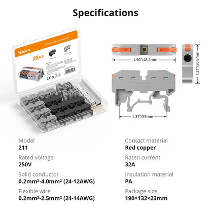 SONOFF Din Rail Wire Connectors