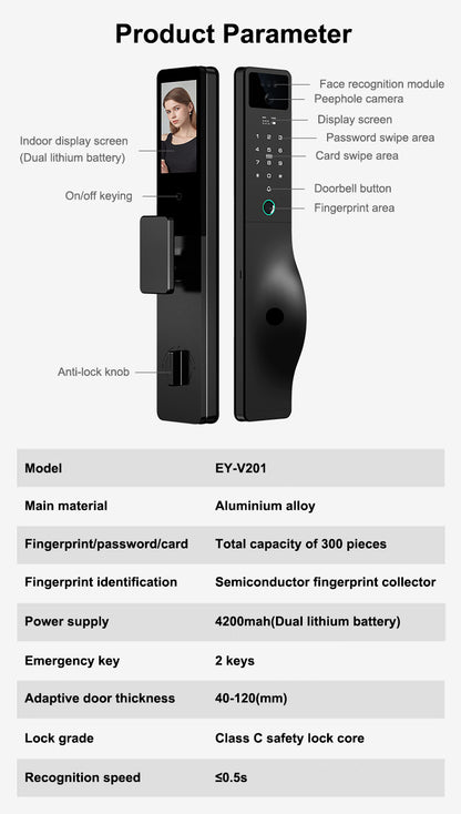 TUYA Smart Door Lock D201 - Fingerprint / Face Recognition