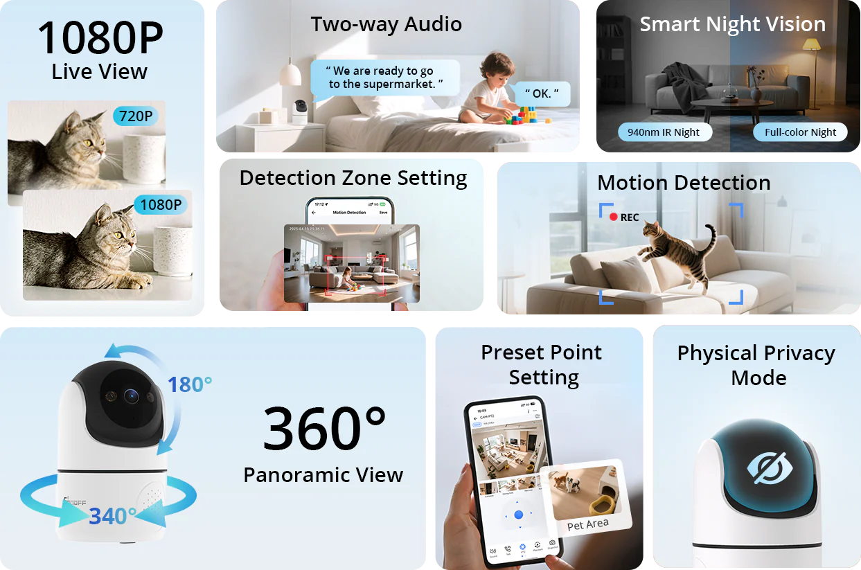 SONOFF CAM Pan-Tilt 2 Smart Indoor Home Security Camera | CAM-PT2