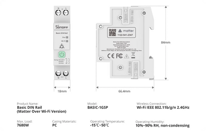 SONOFF Basic DIN Rail Matter Over WiFi Smart Switch | BASIC-1GSP