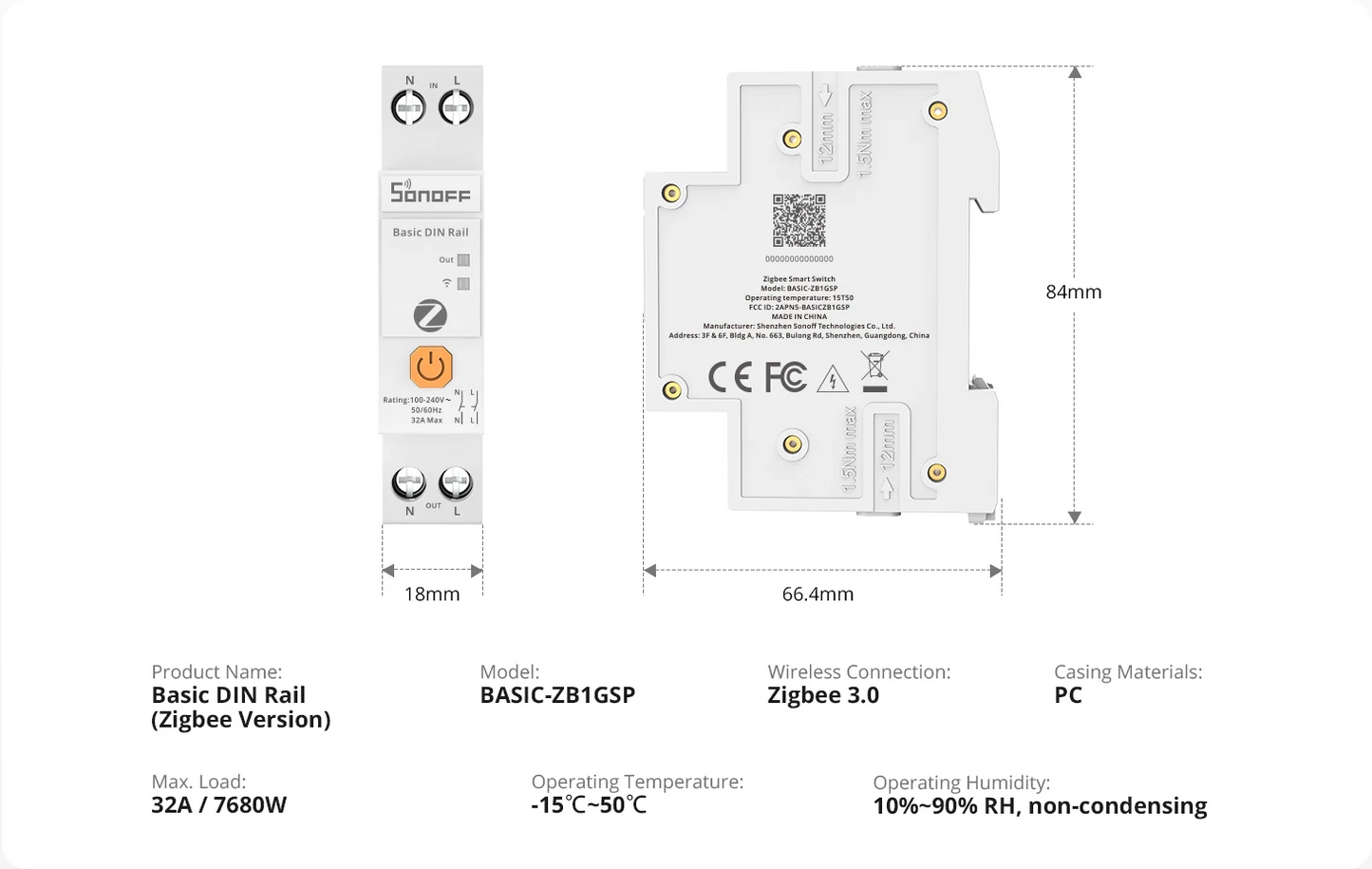 SONOFF Basic DIN Rail Zigbee Smart Switch | BASIC-ZB1GSP
