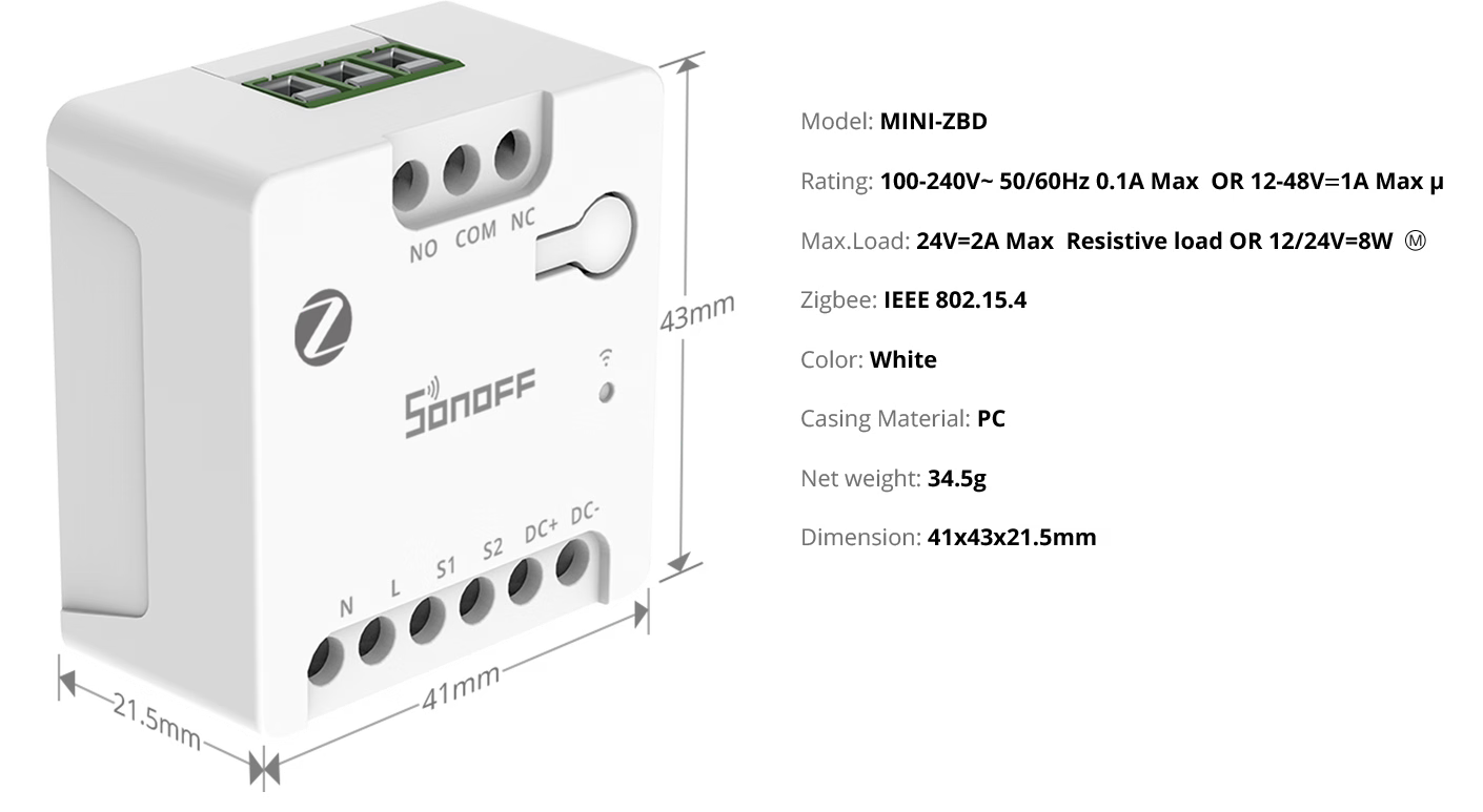 SONOFF MINI Dry Zigbee Dry Contact Smart Switch | MINI-ZBD
