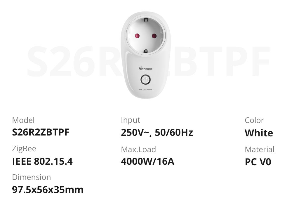 SONOFF S26R2ZB Zigbee Smart Plug - DE