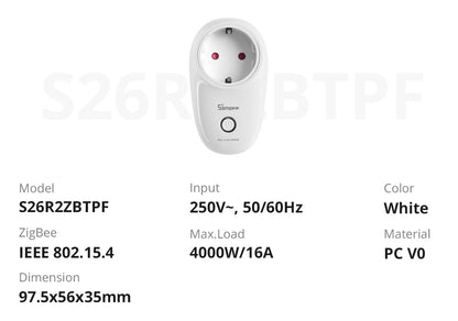 SONOFF S26R2ZB Zigbee Smart Plug - DE