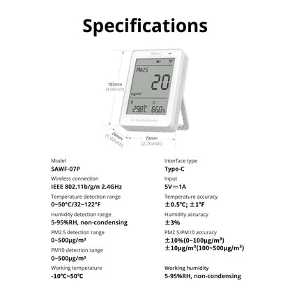SONOFF AirGuard PM2.5/PM10 Matter Over Wi-Fi Air Quality Monitor | SAWF-07P