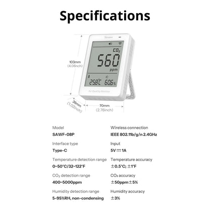 SONOFF AirGuard CO2 Matter Over Wi-Fi Air Quality Monitor | SAWF-08P