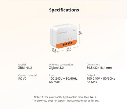 SONOFF ZBMINI Extreme Zigbee Smart Switch ZBMINIL2 (No Neutral Required)